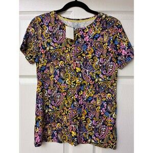 Croft & Barrow Classic Tee XS Multicolor Paisley Floral Short Sleeve NWT